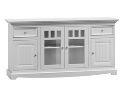 Komoda 4-drzwiowa Belluno Elegante biała Styl Klasyczny Szerokość 167 cm Szkło Wysokość 85 cm Głębokość 45 cm Z witrynami Drewno Styl Prowansalski
