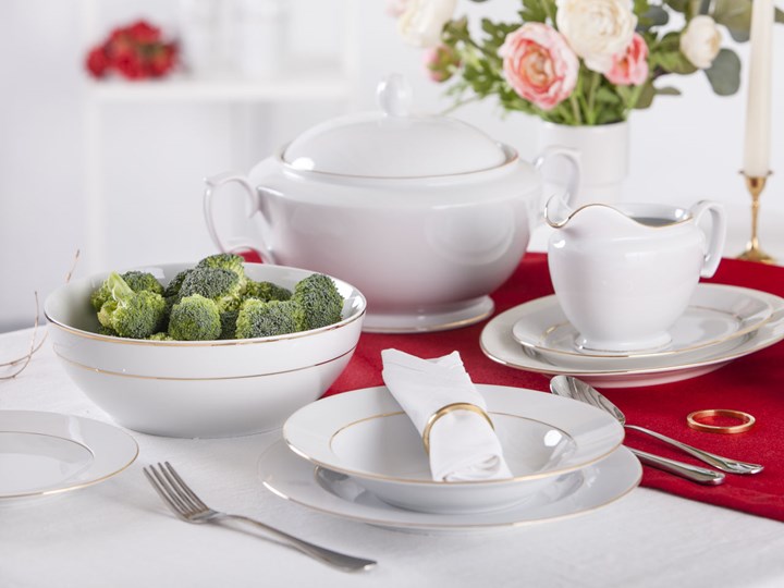 Zestaw Obiadowy Dla 12 Osób Porcelana Mariapaula Złota Linia