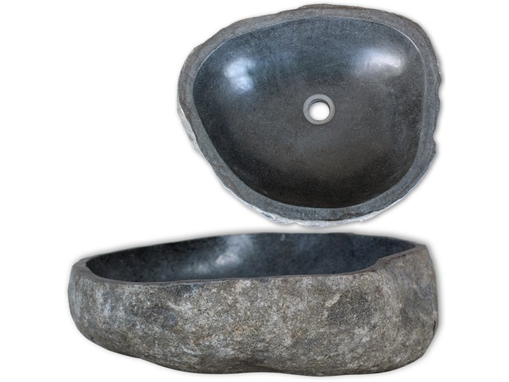 vidaXL Umywalka z kamienia rzecznego, owalna, 38-45 cm Owalne Kamień naturalny Kategoria Umywalki Nablatowe Kolor Czarny
