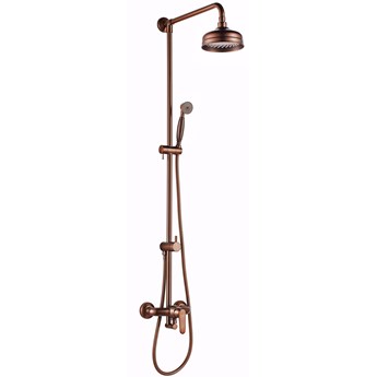 Zestaw prysznicowy natynkowy OMNIRES Art Deco AD5144 z deszczownicą Miedż antyczna
