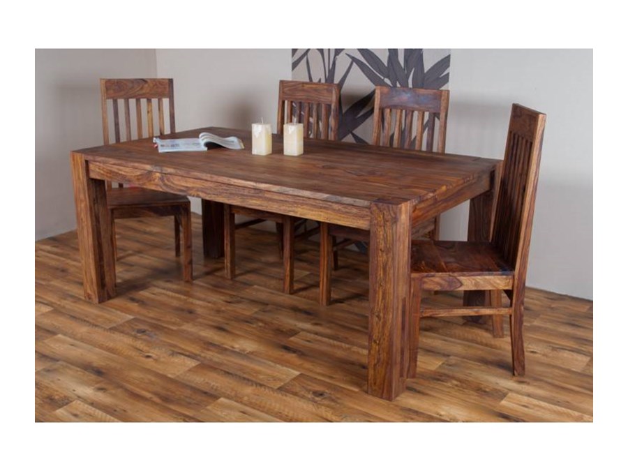 Stół Drewniany Jadalniany 180280 Cm Pu Brown Stoły Kuchenne