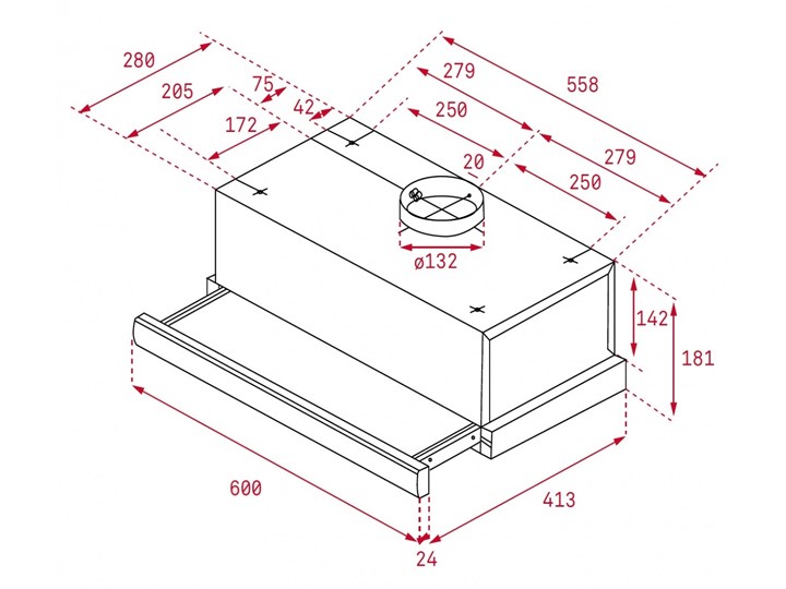 Okap TEKA TL 6310 (40474250) Poziom hałasu 65 dB Okap teleskopowy Szerokość 60 cm Sterowanie Mechaniczne