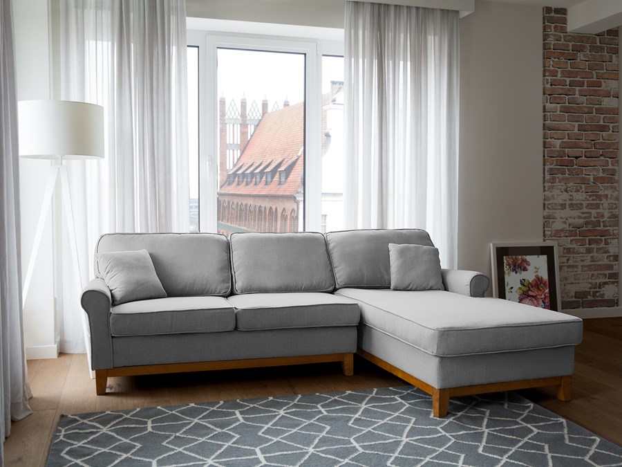 Narożnik Jasnoszary Kanapa Sofa Narożna Wypoczynek Nexo