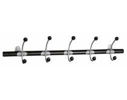 Wieszak ścienny na drążku 5 haczyków Wenge Metal Drewno