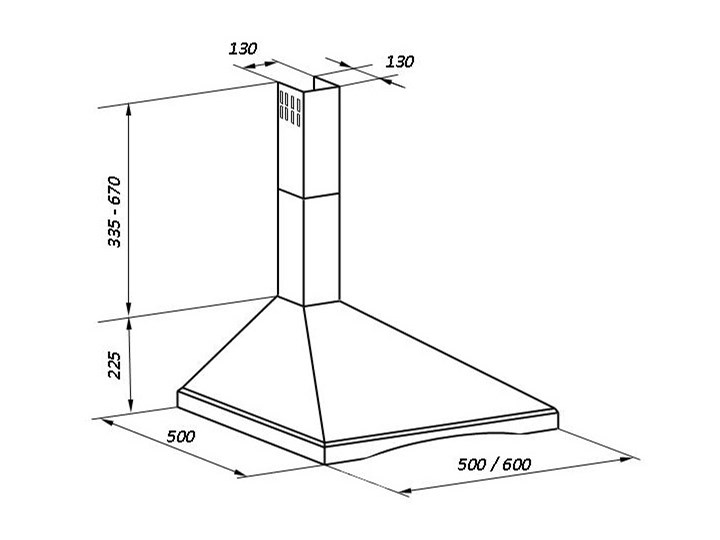Okap VDB Inka 50 Olcha miodowa Okap kominowy Szerokość 50 cm Sterowanie Mechaniczne