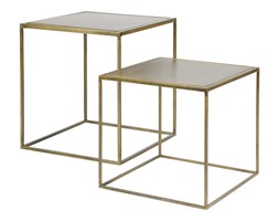 ZESTAW 2 STOLIKÓW METALICZNE MOSIĘŻNE - BE PURE Wysokość 36 cm Wysokość 40 cm Kwadratowe Zestaw stolików Rozmiar blatu 40x40 cm