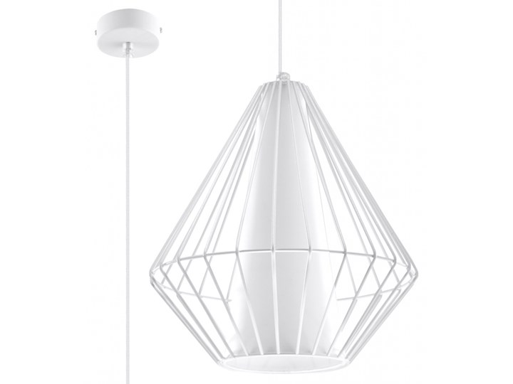 SOLLUX Stylowy Minimalizm! Designerska Lampa wisząca DEMI Biała E27 Lampa z kloszem Stal Metal Lampa druciana Styl Nowoczesny