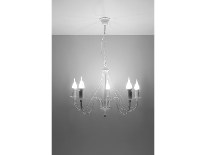 SOLLUX Klasyczna Lampa Wisząca Świece Żyrandol MINERWA 5 Biały Stal Metal Styl Vintage