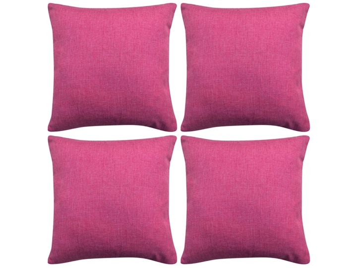 vidaXL Poszewki na poduszki 4 szt. lniane, różowe 80x80 cm Len Poszewka dekoracyjna Poliester Kolor Różowy Pomieszczenie Salon