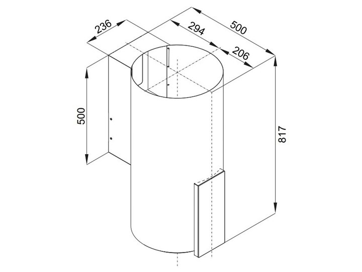 Okap VDB Tube P Glass Inox Poziom hałasu 63 dB Okap kominowy Szerokość 39 cm Sterowanie Elektroniczne