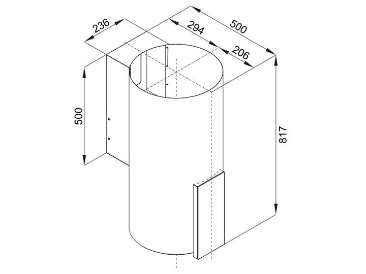 Okap VDB Tube P Glass White Okap teleskopowy Kolor Biały Szerokość 39 cm Okap kominowy Sterowanie Elektroniczne