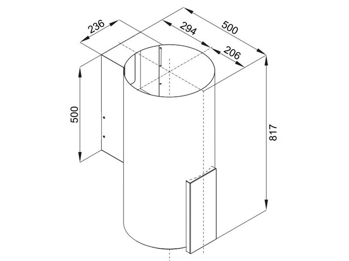 Okap VDB Tube P Glass Black Okap kominowy Szerokość 39 cm Poziom hałasu 63 dB Kolor Czarny