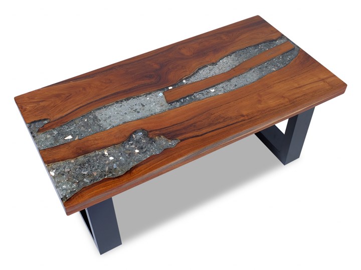 vidaXL Stolik kawowy z drewna tekowego i żywicy, 100x50 cm Drewno Kategoria Stoliki i ławy