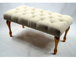 Ławeczka Pufka Pikowana Krem Avila1 Stare Złoto Styl Shabby Chic Vintage Glamour 80cm - Kremowy Avila 1 Materiał obicia Tkanina Materiał nóżek Drewno