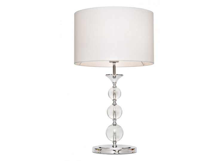 SELSEY Lampa stołowa Crystal biała Tkanina Wysokość 63 cm Metal Chrom Lampa z kloszem Lampa dekoracyjna Wysokość 23 cm Styl Nowoczesny