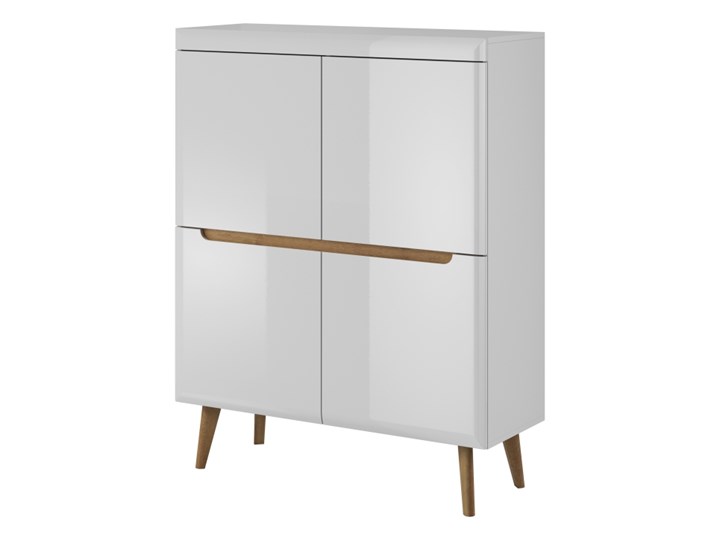 SELSEY Komoda czterodrzwiowa Livinella biała Drewno Szerokość 107 cm Z szafkami Wysokość 114 cm Szerokość 123 cm Głębokość 43 cm Płyta MDF Wysokość 134 cm Głębokość 40 cm Styl Skandynawski