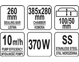 PAKOWARKA PRÓŻNIOWA KOMOROWA 260MM Yato YG-09303 metal Styl klasyczny