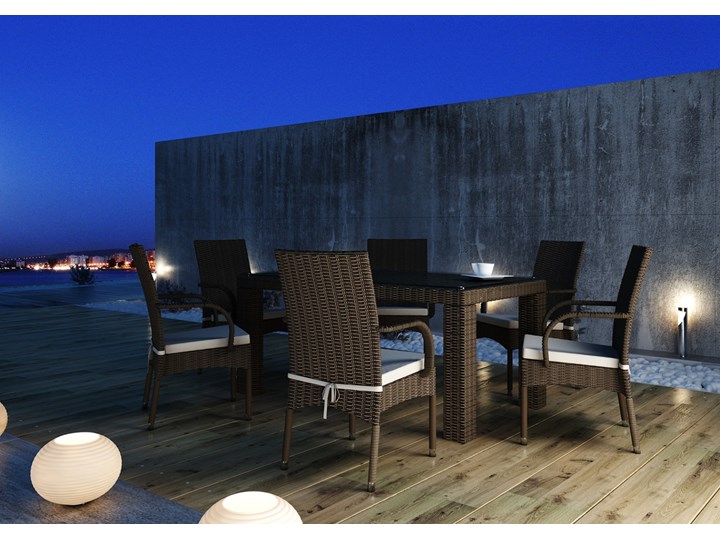 Meble ogrodowe RAPALLO 160cm royal białe Technorattan Rattan Aluminium Stoły z krzesłami Tworzywo sztuczne Zawartość zestawu Krzesła