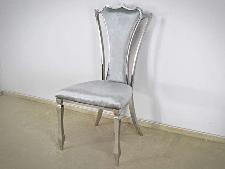 Krzesło Castill Glamur Silver Szerokość 52 cm Metal Stal Tkanina Tapicerowane Głębokość 49 cm Wysokość 105 cm Styl Nowoczesny