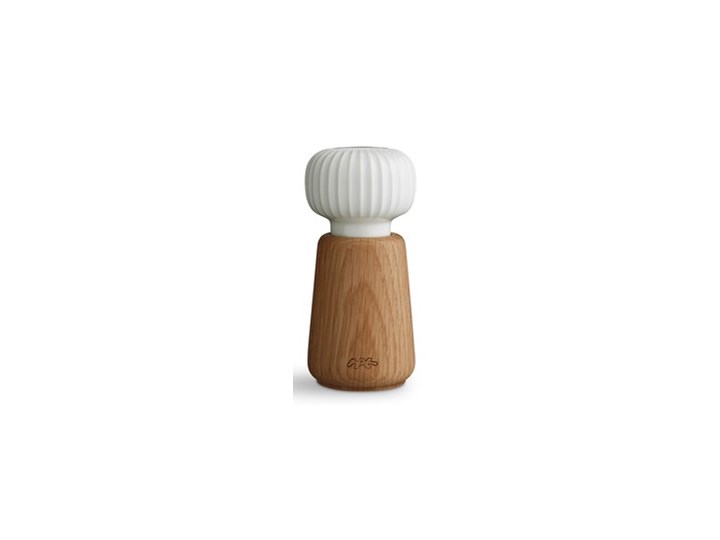 Młynek do przypraw z drewna dębowego z białym porcelanowym detalem Kähler Design Hammershoi, wys. 13 cm Szkło Ceramika Drewno Kategoria Przyprawniki