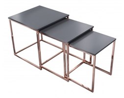 Stoliki FUZJA, czarne 3szt Rozmiar blatu 40x45 cm Kwadratowe Wysokość 40 cm tworzywo sztuczne Wysokość 35 cm Zestaw stolików skóra Metal Wysokość 45 cm drewno Rodzaj nóg Płozy