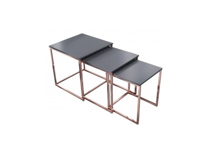 Stoliki FUZJA, czarne 3szt Rozmiar blatu 40x45 cm Kwadratowe Wysokość 40 cm tworzywo sztuczne Wysokość 35 cm Zestaw stolików skóra Metal Wysokość 45 cm drewno Rodzaj nóg Płozy