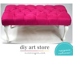 Ławeczka Pufa Pufka Pikowana Altara 31 Fuksja Nogi Ludwik Białe Półmat Styl Shabby Chic Vintage 100/40/40cm Styl prowansalski Materiał nóżek Drewno