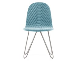 Krzesło Mannequin 03 - błękit : Pikowanie - Pikowanie A, Kolor podstawy - czarny - RAL 9005 Tkanina Aluminium Metal Płyta MDF Wysokość 2 40 cm