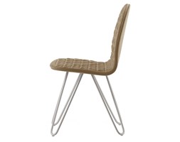 Krzesło Mannequin 03 - kawowy : Pikowanie - Pikowanie A, Kolor podstawy - szary - RAL 7037 Aluminium Metal Tkanina Płyta MDF Wysokość 2 40 cm