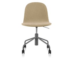 Krzesło Mannequin - 06 - kawowy : Pikowanie - Pikowanie B, Kolor podstawy - szary - RAL 7012 metal drewno Krzesło biurowe płyta MDF
