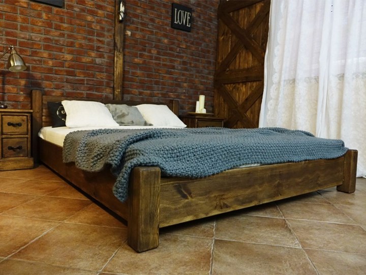 Łóżko Drewniane Sosnowe Rustyk / Ostrowit II 140 Rozmiar materaca 140x200 cm