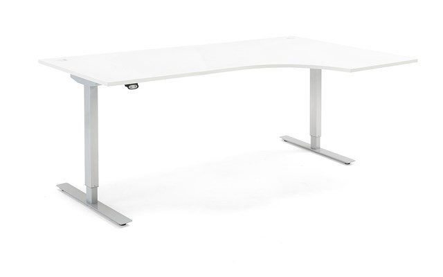 Biurko ergonomiczne FLEXUS, elektryczna regulacja wysokości Wysokie biurko pod komputer LOGIC, 1270x700x500 mm, buk