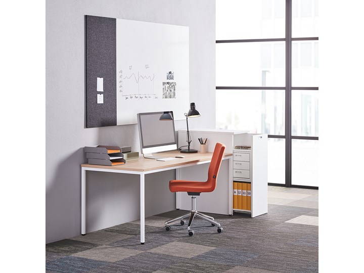 Biurko MODULUS, rama 4 nogi, 1800x800 mm, biały, dąb Biurko tradycyjne Kategoria Biurka Głębokość 80 cm Szerokość 180 cm Biurko komputerowe Pomieszczenie Biuro