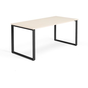 Biurko MODULUS, rama O, 1600x800 mm, czarny, brzoza