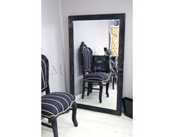Lustro, drewniana, czarna rama, ornamenty. Styl glamour Prostokątne szkło Stojące drewno Styl Nowoczesny