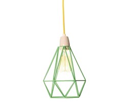 DIAMOND 1 - Lampa wisząca Miętowy kabel Żółty Śr.18cm Lampa inspirowana ceramika tkanina Styl vintage Ilość źródeł światła 1 źródło