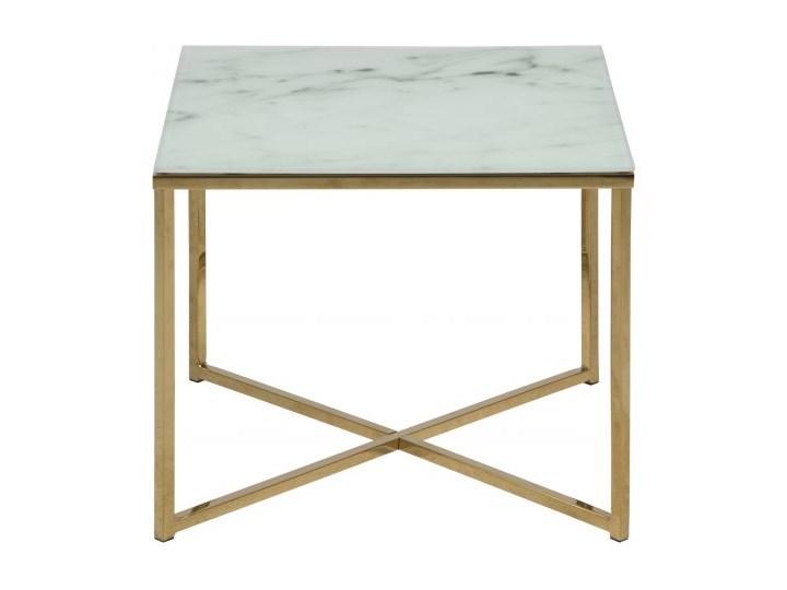Stolik kawowy Alisma 50x42 cm blat szklany Stoliki i ławy Stolik kawowy Cross 50x50 cm przydymiony nogi czarne