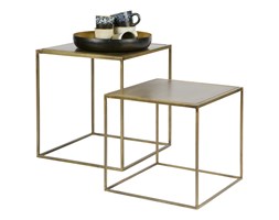 ZESTAW 2 STOLIKÓW METALICZNE MOSIĘŻNE - BE PURE Wysokość 36 cm Wysokość 40 cm Kwadratowe Zestaw stolików Rozmiar blatu 40x40 cm