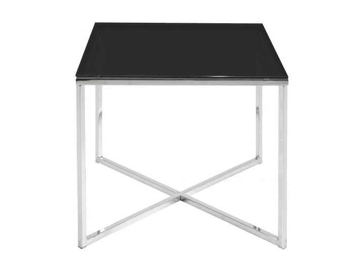 Stolik kawowy Cross II czarny blat szklany Stoliki i ławy Stolik kawowy Cross 50x50 cm przydymiony nogi czarne