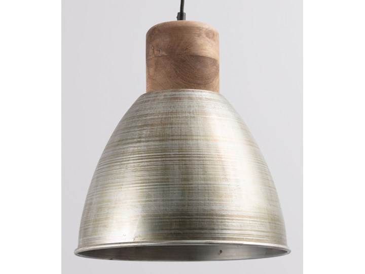 Lampa wisząca Ismay śr. 33cm silver&olive, 33 × 33 × 164 cm Metal Lampa z kloszem Drewno Pomieszczenie Jadalnia Styl Skandynawski