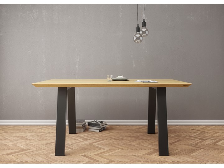 Stół z litego drewna dębowego ST 1 Kolor Beżowy Drewno Stal Długość 170 cm Wysokość 76 cm Kategoria Stoły kuchenne