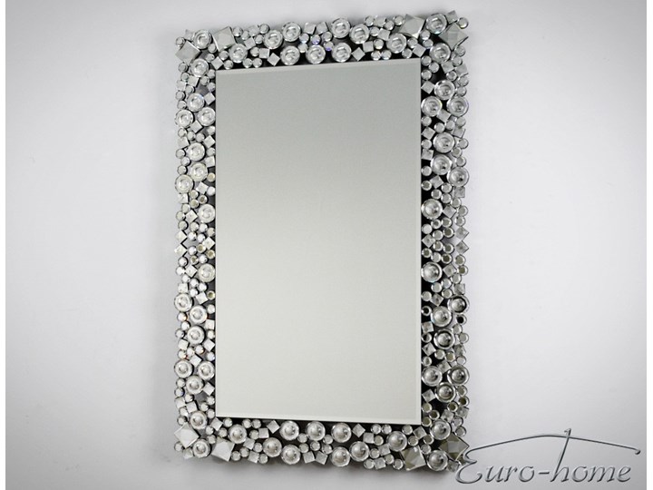 Lustro z kryształkami w stylu glamour 60 x 90 cm 13tm171PM Prostokątne Pomieszczenie Przedpokój Lustro z ramą Ścienne Pomieszczenie Garderoba