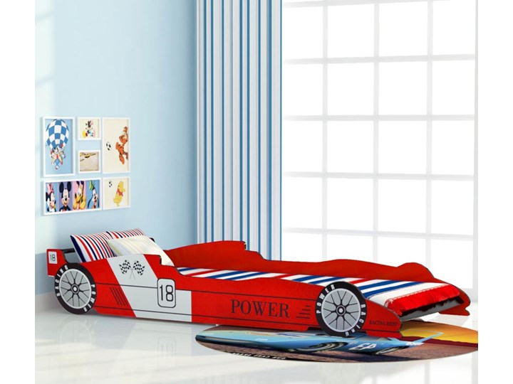 vidaXL Łóżko dziecięce w kształcie samochodu, 90x200 cm, czerwone Pojazdy Kategoria Łóżka dla dzieci Płyta MDF Drewno Kolor Czerwony