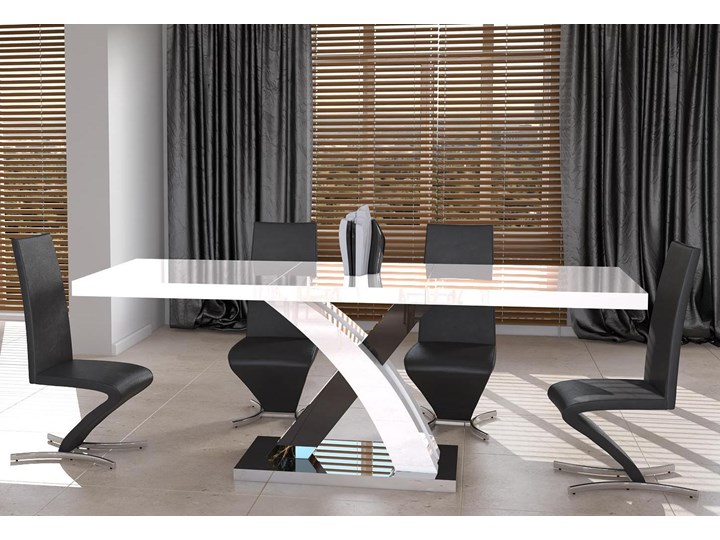 STÓŁ "X" ROZKŁADANY 140/180CM DO JADALNI WYSOKI POŁYSK Płyta MDF Pomieszczenie Stoły do kuchni Wysokość 75 cm Kolor Biały
