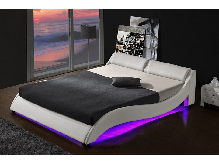 ŁÓŻKO TAPICEROWANE DO SYPIALNI 180X200 868 LED BIAŁE Z MATERACEM tkanina Rozmiar materaca 180x200 cm