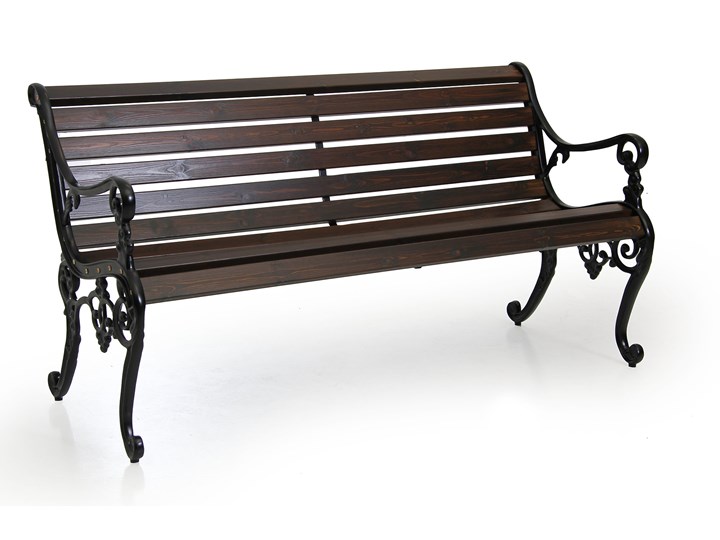 Ławka parkowa, 1500 mm, brązowy Z oparciem Drewno Kolor Czarny