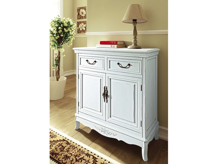 Komoda " Elegance " Prowansja Styl Vintage Płyta MDF Wysokość 81 cm Z szafkami i szufladami Drewno Szerokość 75 cm Głębokość 32 cm Styl Prowansalski