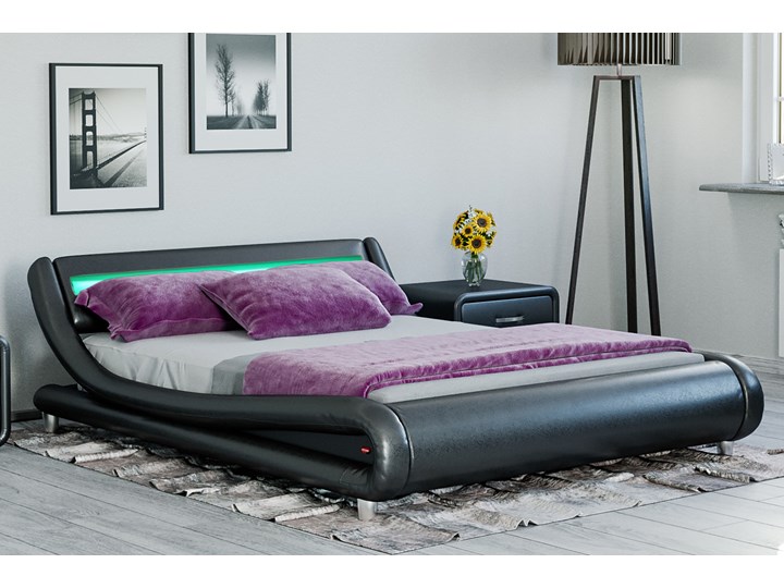 ŁÓŻKO TAPICEROWANE DO SYPIALNI 180X200 114 LED CZARNE Rozmiar materaca 180x200 cm