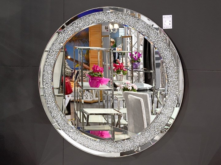 Lustro z kryształkami Angelitta II Glamur Lustro bez ramy Okrągłe Ścienne Pomieszczenie Salon Styl Nowoczesny