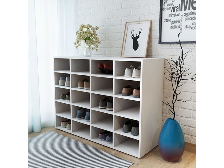 vidaXL Szafka na buty, płyta wiórowa, 92x30x67,5 cm, biała Płyta meblowa Płyta laminowana Płyta MDF Kolor Biały Kategoria Szafki i regały